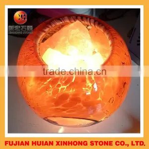 Himalayan Floor Salt Crystal Lamp for Home With Wooden Base Design thumbnail-5