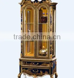 Retro Art Painting Home Furniture Dinning Room Set, Noble Blue Round Dinning Table With Chair/Sideboard thumbnail-4