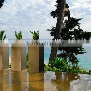 FO-9022 Tall Cubic Stainless Steel Flower Pot, Metal Planter thumbnail-1