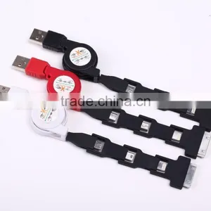 4 in 1 Multi-functional USB 2.0 to 8 Pin + Micro + Mini + 30 Pin Charger Retractable Data Sync Charge Cable thumbnail-4
