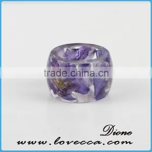 Blue Resin Ring Jewelry Lovely Flowers Resin Ring Women thumbnail-3