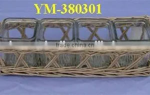 Handmade Wicker Candle Holder With Glass thumbnail-1