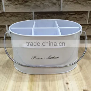 6 Slots Metal Kitchen Utensil Holder Cooking Tool Storage Box Flatware Caddy With Grip Handle thumbnail-1