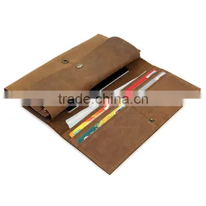 ODM Genuine Leather ID Card Holder Men's Long Wallet Men Business Slim Wallets thumbnail-6