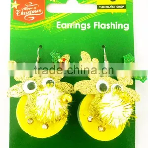 Bright Yellow Reindeer Pedant Light up Led Earrings Christmas Wholesale Art Supplies thumbnail-3