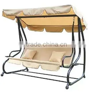 Canopy Awning Porch Swings Bench, Outdoor Chair for Two or Three, Beige thumbnail-1