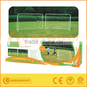 Double METAL SOCCER GOAL SET METAL FRAME FOOTBALL GOALS thumbnail-1