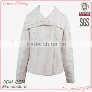 Ladies' Fashion Polyester Jacquard Long Sleeves Silver Long Zipper Short Slim Style Spike Jacket thumbnail-1