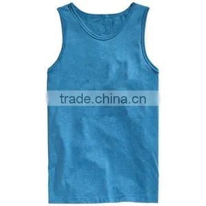 Plain Blue Tall Tank Top With Skater Fit thumbnail-1