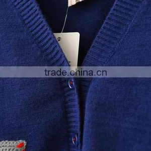 Wholesale Navy Blue Color v Neck Cotton Babies Knitting Sweater Designs thumbnail-4