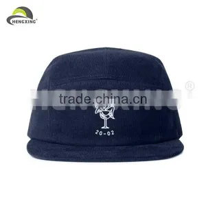 Navy Corduroy 5 Panel Hat/embroidery Hat thumbnail-1