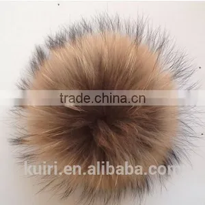 Fashion 15cm Fluffy Raccoon Fur Ball Keychain Real Fox Fur Keychain Fur Pompom Key Chain Pompon Keyring Charm Women Bag Pendant thumbnail-3