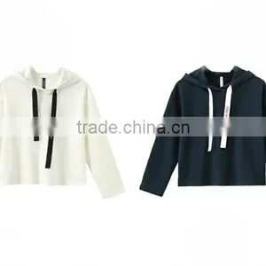 Hot Sale Women Short Sweatshirts Blank Black Hoodies thumbnail-4