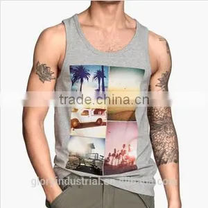 Cheap High Quality Custom Sublimation Printed Mens Stringer Tank Top Wholesale thumbnail-1