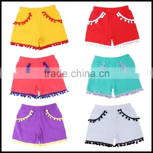 Wholesale Girls Shorts Children Kids Shorts With Pom Ruffle Summer Shorts thumbnail-1