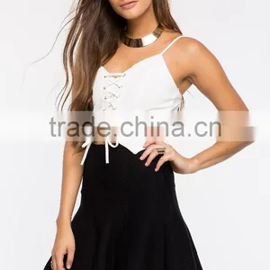 Wholesale High Waist Fitted Bodice Lates Skirt Design Pictures Flare Skirt for Women thumbnail-5