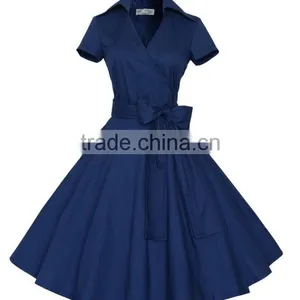 Walson Women's 1950s V-neck Vintage Rockabilly Full Circle Dress thumbnail-2