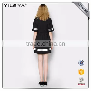 Customizable Alphabet & Pattern Printing Ladies Black Dresses thumbnail-3