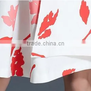 A-line One-piece Printed Leaf Pattern White Retro Dress thumbnail-6
