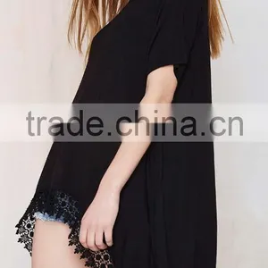 Women's Swallow Tail Hem Asymmetric Middle-long t Shirt thumbnail-2