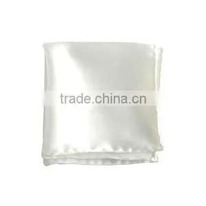 Hand-rolled Printed Silk Satin White Pocket Square thumbnail-1