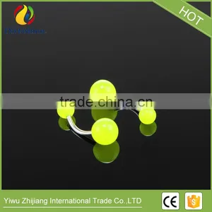 7 Colors Nightlight Stainless Steel Body Piercing of the Double Acrylic Ball Belly Button thumbnail-4