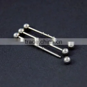 Wholesale New Hot Charm 14G 316L Surgical Stainless Steel Industrial Long With Three Salient Points Barbell Tongue Piercing thumbnail-1