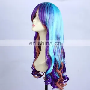 Popular Long Mazarine Blue Mix Color Cosplay Curly Wig thumbnail-1