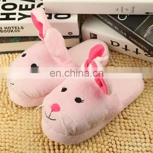 Custom Happy Foot Pink Rabbit Animal Cartoon Indoor Slippers thumbnail-5