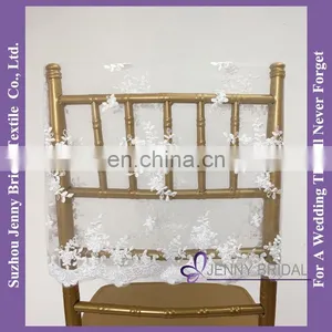 C183L White Embroidered Lace Chair Covers Wedding Lace Chair Sashes thumbnail-1
