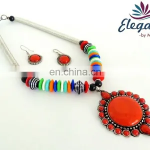 Wholesale Indian Costume Jewelry-indo Western Jewelry-party Wear Necklace-fashion Jewelry-Indian Handmade Beaded Jewelery thumbnail-1