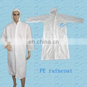 Disposable PE/plastic Rain Coat With Hood and Buttons thumbnail-1