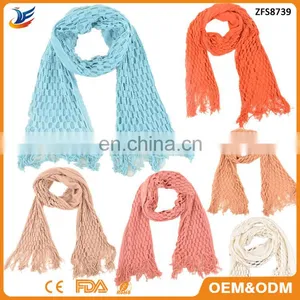 2017 Hollow Out Double Hook Flower Lady Warm Shawl Wool Scarf With Tassel thumbnail-1