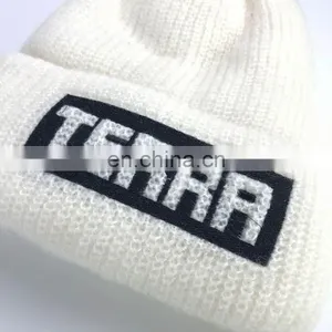 Wholesale Custom Organic Bamboo Knitted Beanie Hat With Flat Embroidery thumbnail-3