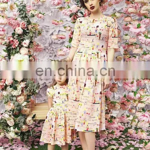2019 Summer Printed Round Neck Short Sleeves Dress Long Women Mommy And Me Dress (this Link for Girls,1-8years) thumbnail-5