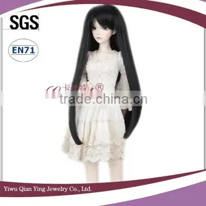 Cheap Best Wholesale Beautiful Black Long Straight Doll Wigs thumbnail-2