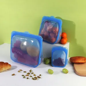 Bundle 3-Pack Stand-up Reusable Silicone Food Grade Storage Bags thumbnail-1
