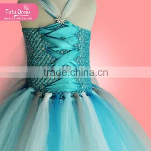 Fairy Style Snow Pattern Girls' Dress Large Light Blue and White Trail thumbnail-2