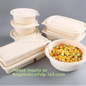 Corn Starch Plastic Round Food Tray Food Tray With Lid Biodegradable Plastic Meal Prep Tray Bio Disposable Corn Starch thumbnail-3