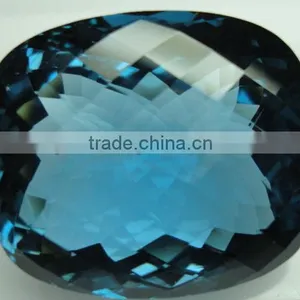 London Blue Topaz Cushion Checkerbord Gems Calibrated Rose Cut Fine Cabochon thumbnail-1