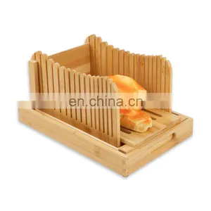 Hot Sale Bamboo Foldable Manual Bread Slicer With Crumb Catcher Tray thumbnail-3
