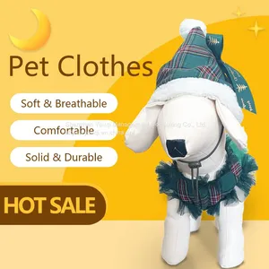 Christmas Pet Clothes/ Wholesale Pet Clothes/ Factory Pet Clothes/ Green Christmas Dog Clothes/ Dog Christmas Hat thumbnail-1