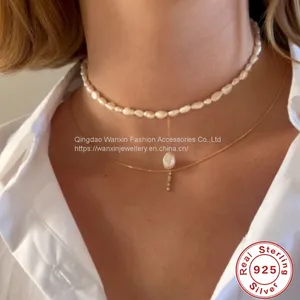 S925 Sterling Silver Long Quality Zircon Collar Chain thumbnail-3