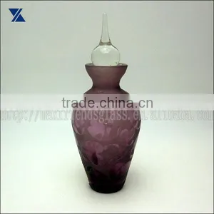 Hand Blown Cased Glass Perfume Bottle, Scent Bottle, Reed Diffuser Frosted Flower thumbnail-1