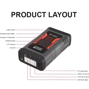 All-in-1 Roadside Tool Integrates a Car Jump Starter, Tire Inflator, Warning Light, Flashlight, Pressure Gauge, Air Pump, Ball Pump, and Power Bank thumbnail-5