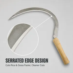 Scythe And Sickle Set For Garden And Farm Cutting Tools Curved Sharp Blade For Hay Grass Harvesting Outdoor Field Daily Work Use thumbnail-2