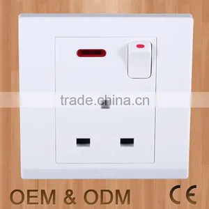 British Standard 3 Pin Wall Socket uk Wall Socket With Switch Rocker Supplier's Choice thumbnail-1