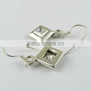 Charming White CZ 925 Sterling Silver Earring, Gemstone Silver Jewellery, Handmade Silver Jewellery thumbnail-5