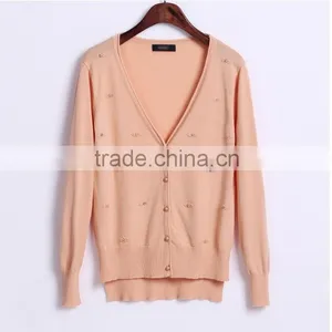 2014 New Style Woman Pearl Clasp V-neck Cardigan thumbnail-2
