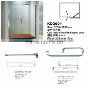 Outside/Inside Hinged Aluminum Profile Shower Door (KD3001) thumbnail-5